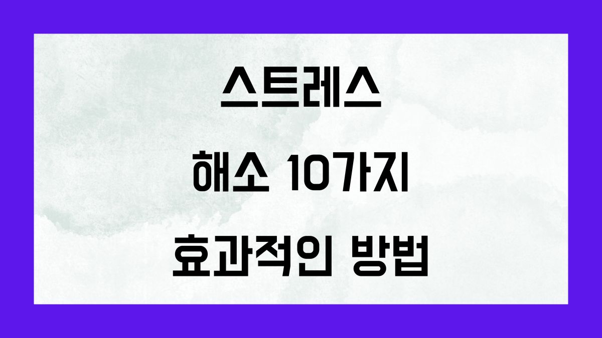 스트레스 해소 10가지 효과적인 방법