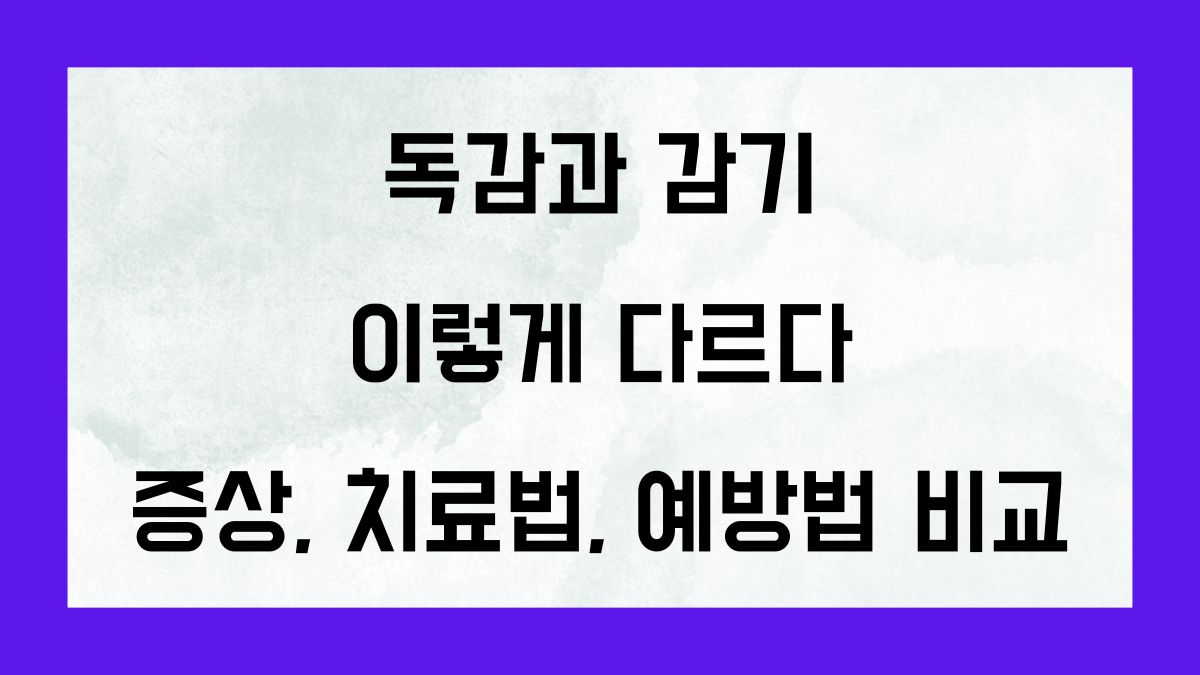 독감과 감기, 이렇게 다르다 증상, 치료법, 예방법 비교